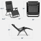 Set of 2 Extra Wide Adjustable Zero Gravity Patio Chair Recliners
