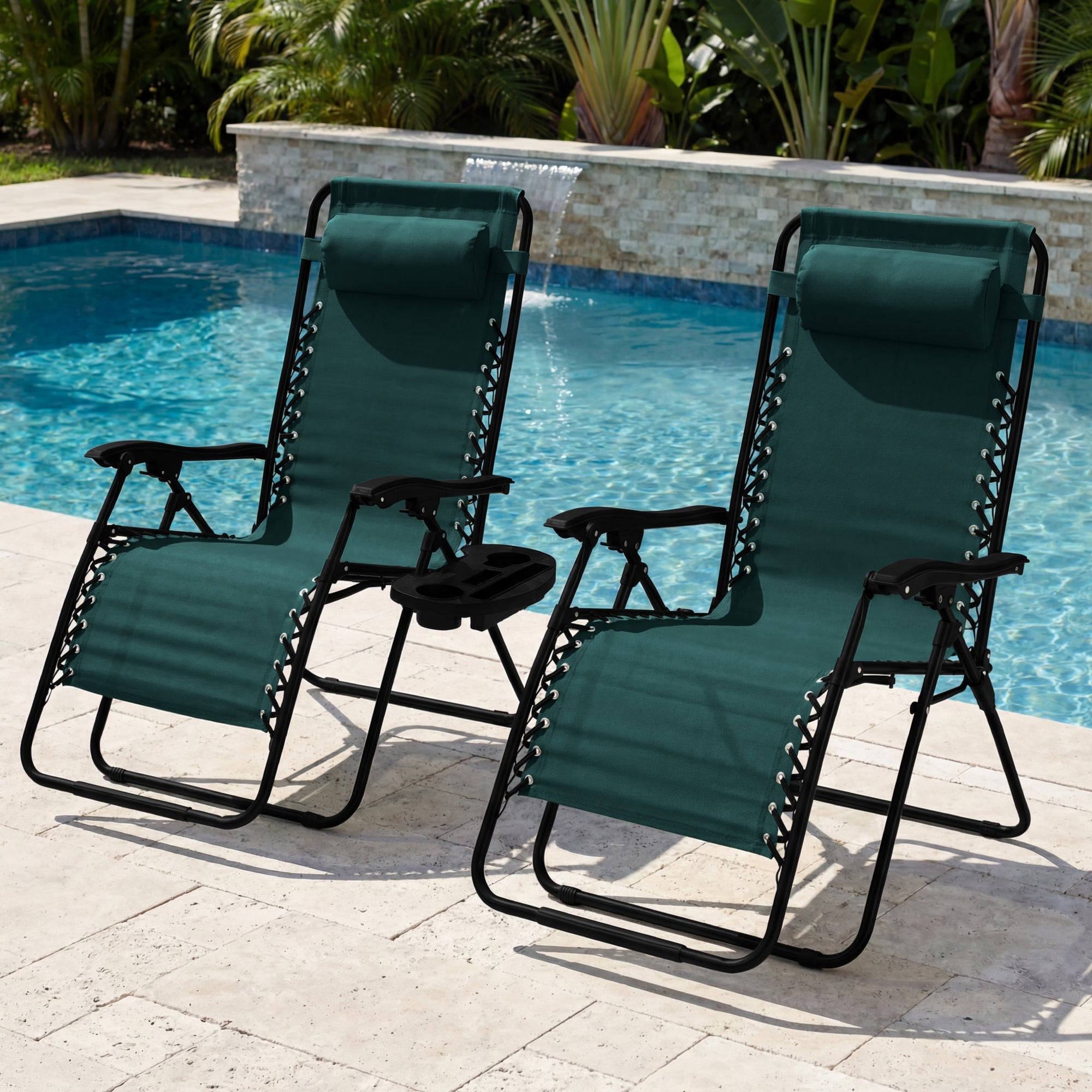 Set of 2 Extra Wide Adjustable Zero Gravity Patio Chair Recliners