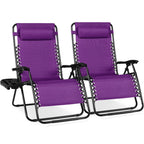 Set of 2 Extra Wide Adjustable Zero Gravity Patio Chair Recliners