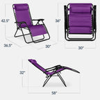 Set of 2 Extra Wide Adjustable Zero Gravity Patio Chair Recliners