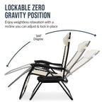 Set of 2 Extra Wide Adjustable Zero Gravity Patio Chair Recliners