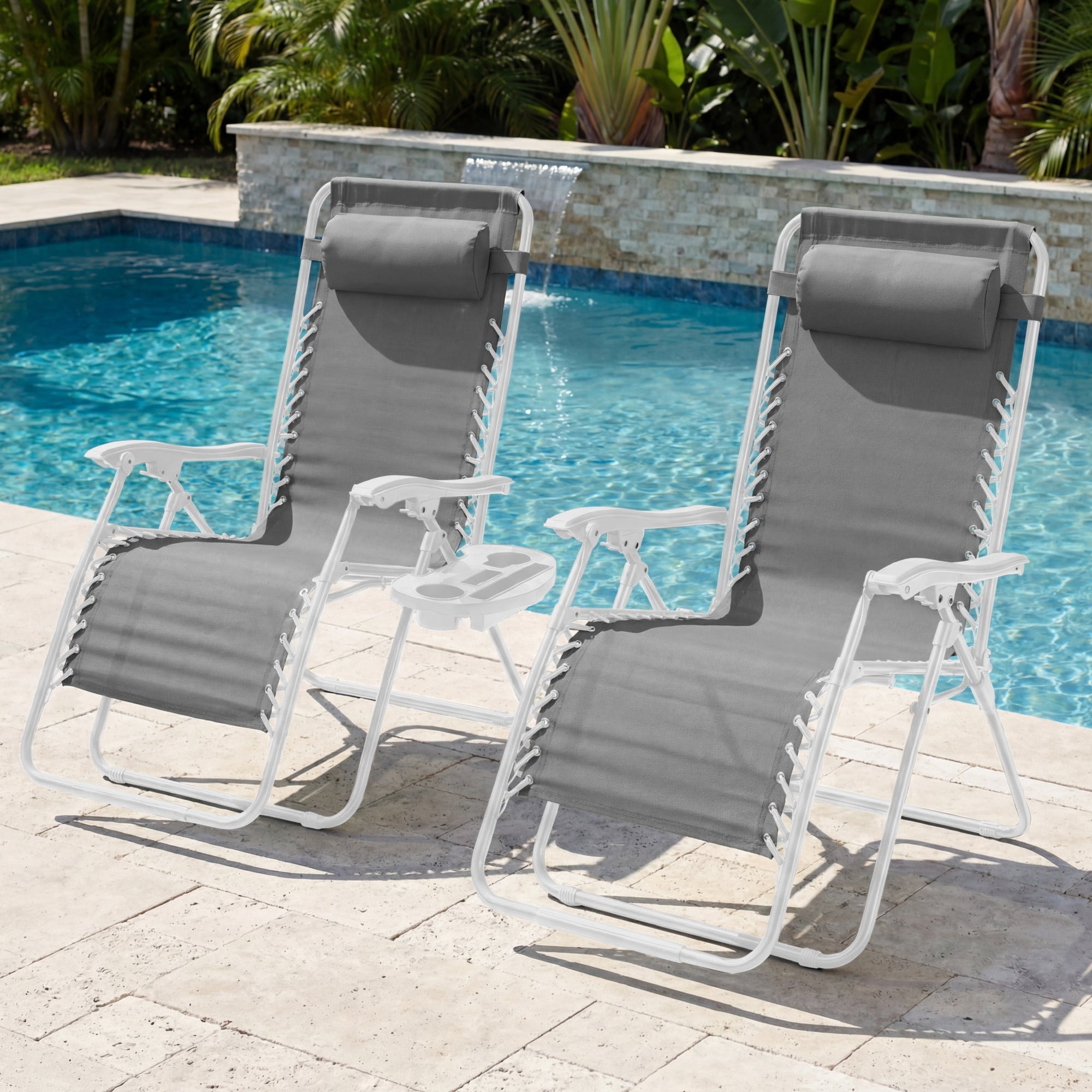 Set of 2 Extra Wide Adjustable Zero Gravity Patio Chair Recliners
