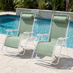 Set of 2 Extra Wide Adjustable Zero Gravity Patio Chair Recliners