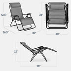 Set of 2 Extra Wide Adjustable Zero Gravity Patio Chair Recliners