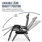 Set of 2 Extra Wide Adjustable Zero Gravity Patio Chair Recliners