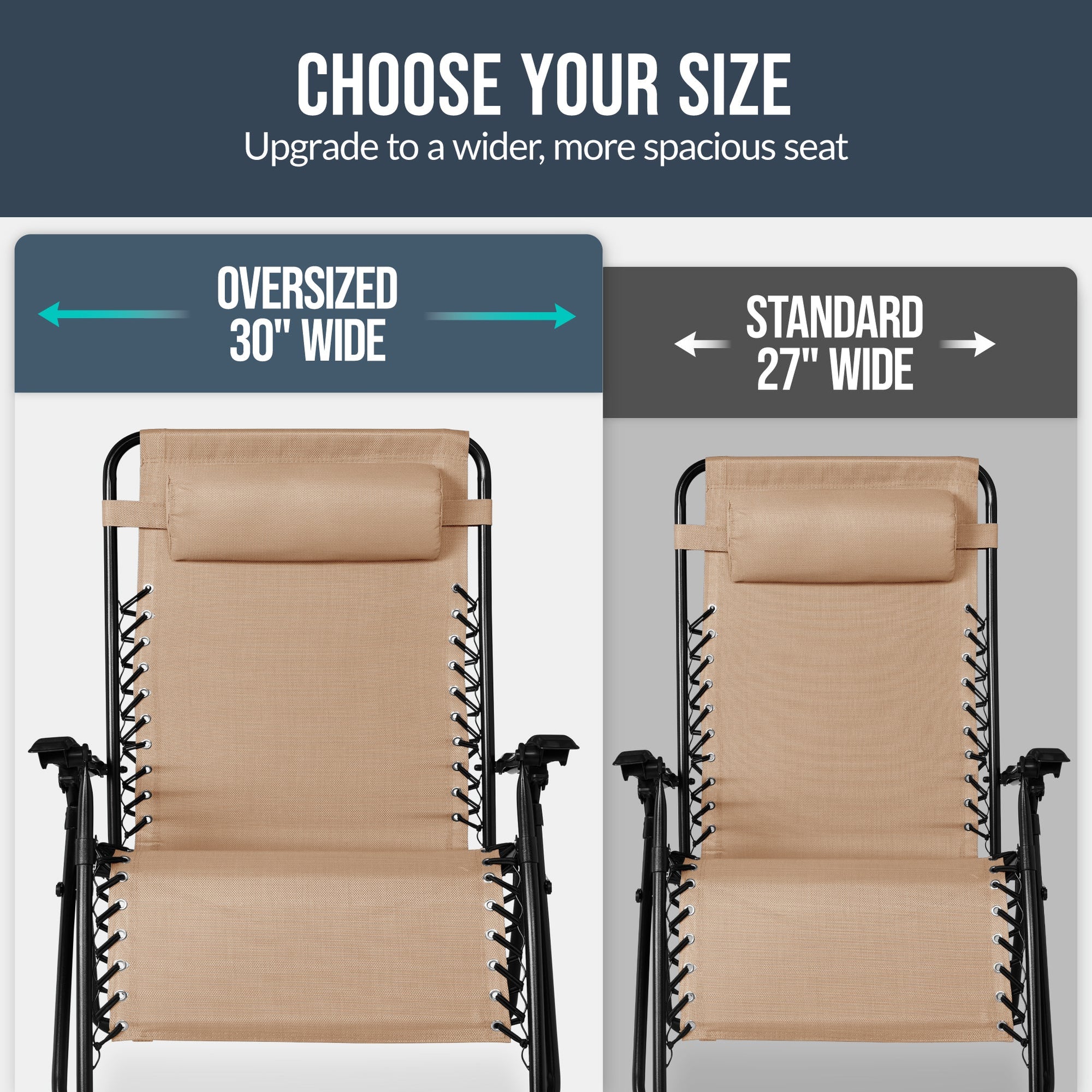Set of 2 Extra Wide Adjustable Zero Gravity Patio Chair Recliners