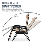 Set of 2 Extra Wide Adjustable Zero Gravity Patio Chair Recliners