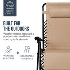 Set of 2 Extra Wide Adjustable Zero Gravity Patio Chair Recliners
