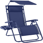30" Wide Folding Zero Gravity Patio Lounge Chair w/Adjustable Canopy Shade