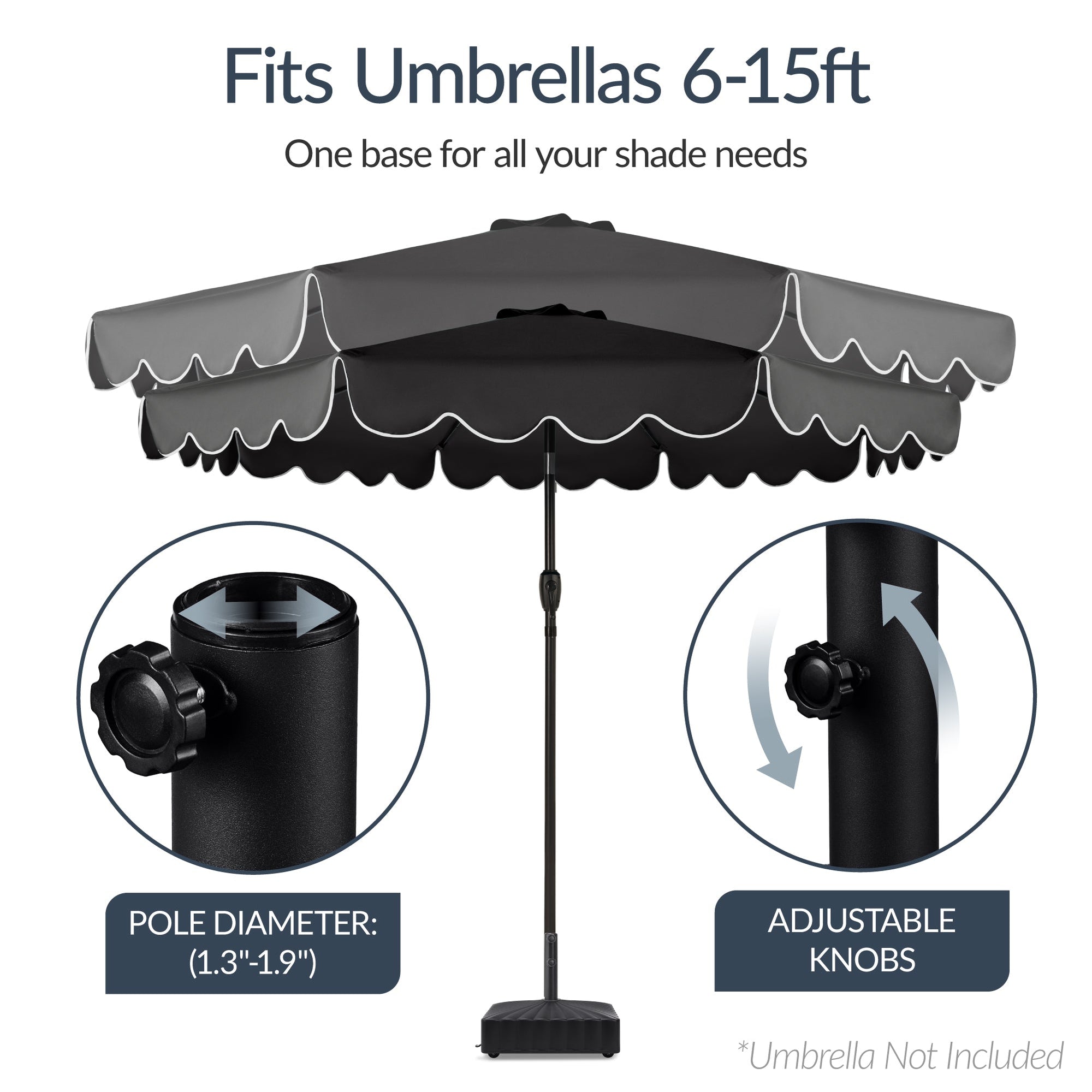 Fillable Mobile Umbrella Base Stand w/ 4 Wheels, 2 Locks, 123lb Capacity