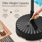 Plastic Patio Umbrella Base Pole Holder Accessory w/ 2 Adjustable Knobs