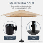 Plastic Patio Umbrella Base Pole Holder Accessory w/ Adjustable Knob
