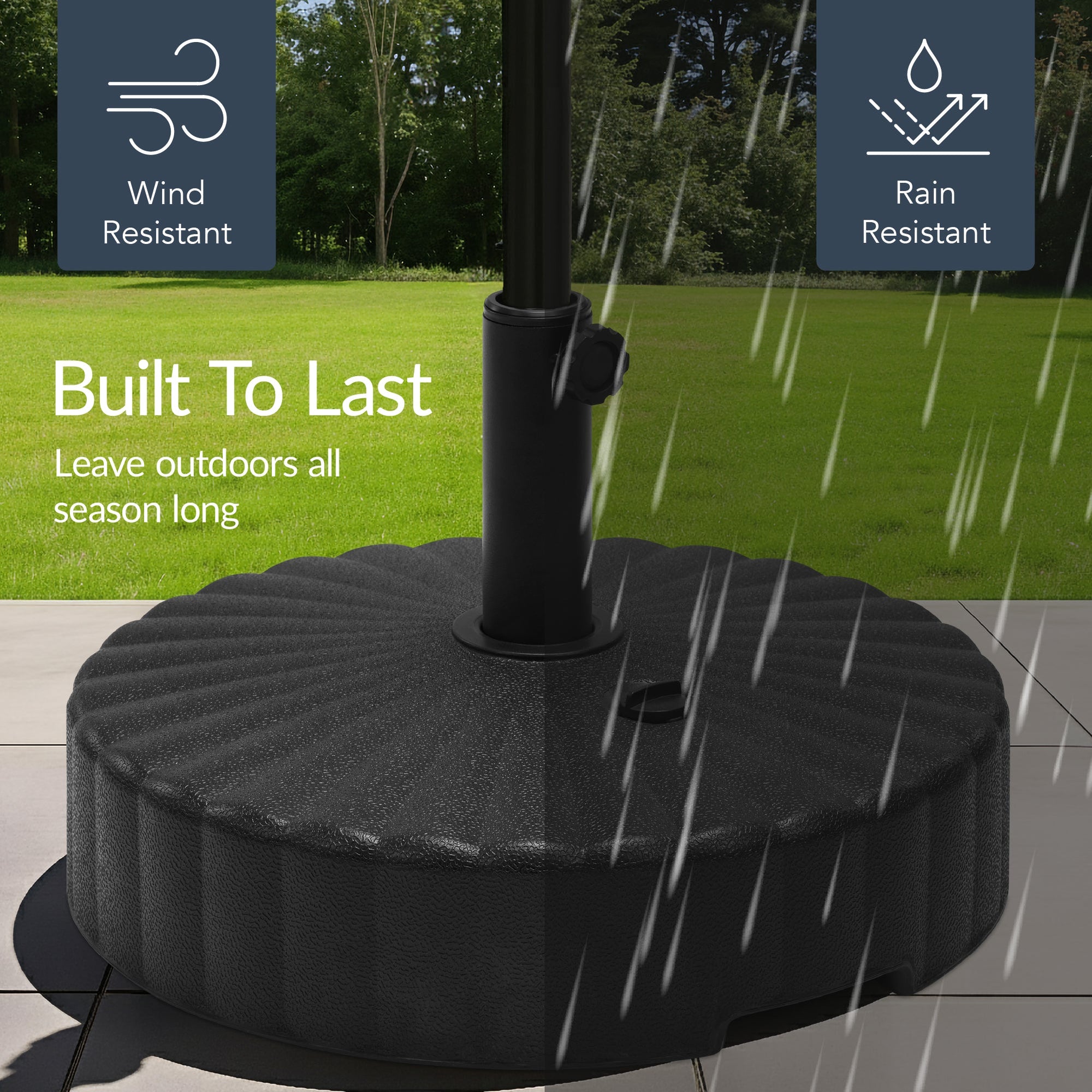 Plastic Patio Umbrella Base Pole Holder Accessory w/ 2 Adjustable Knobs