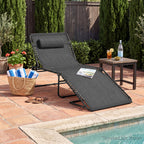 Extra Wide Patio Chaise Lounge Chair, Portable Folding Recliner
