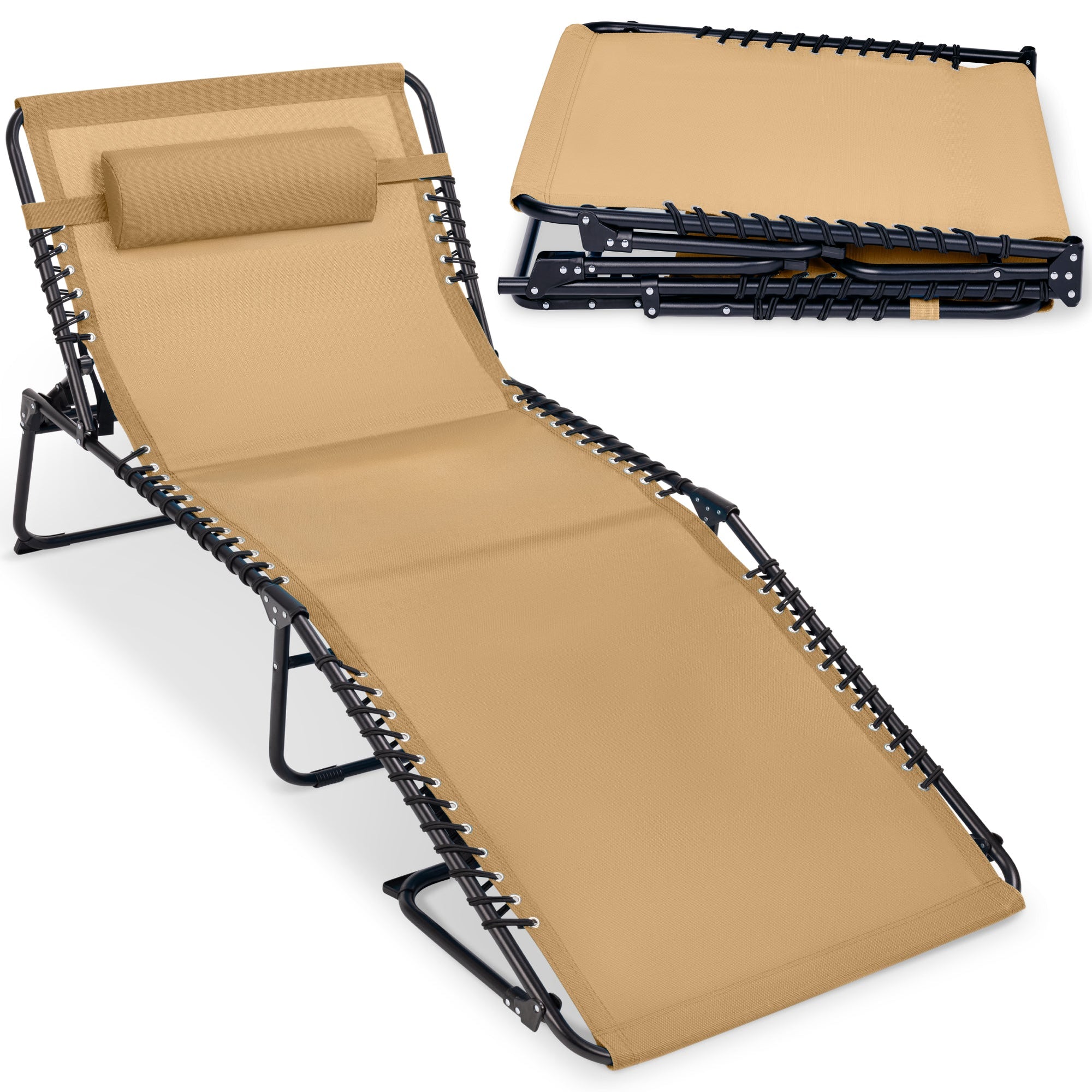 Extra Wide Patio Chaise Lounge Chair, Portable Folding Recliner