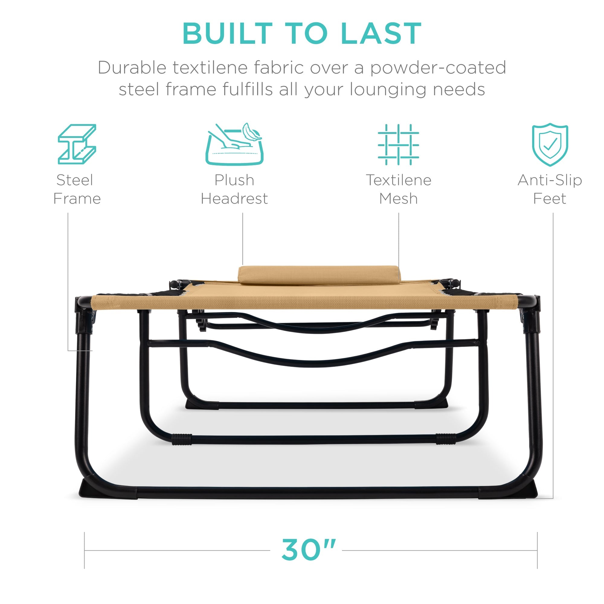 Extra Wide Patio Chaise Lounge Chair, Portable Folding Recliner