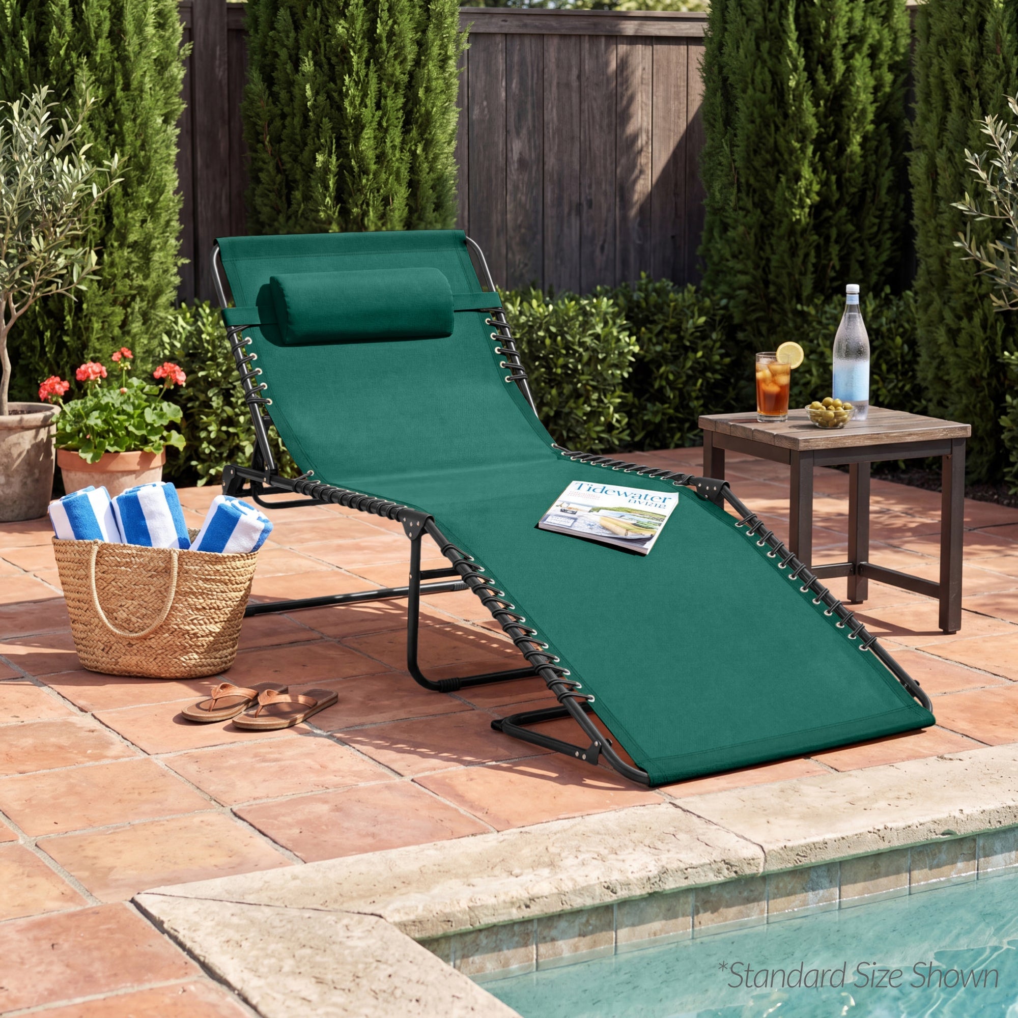 Extra Wide Patio Chaise Lounge Chair, Portable Folding Recliner