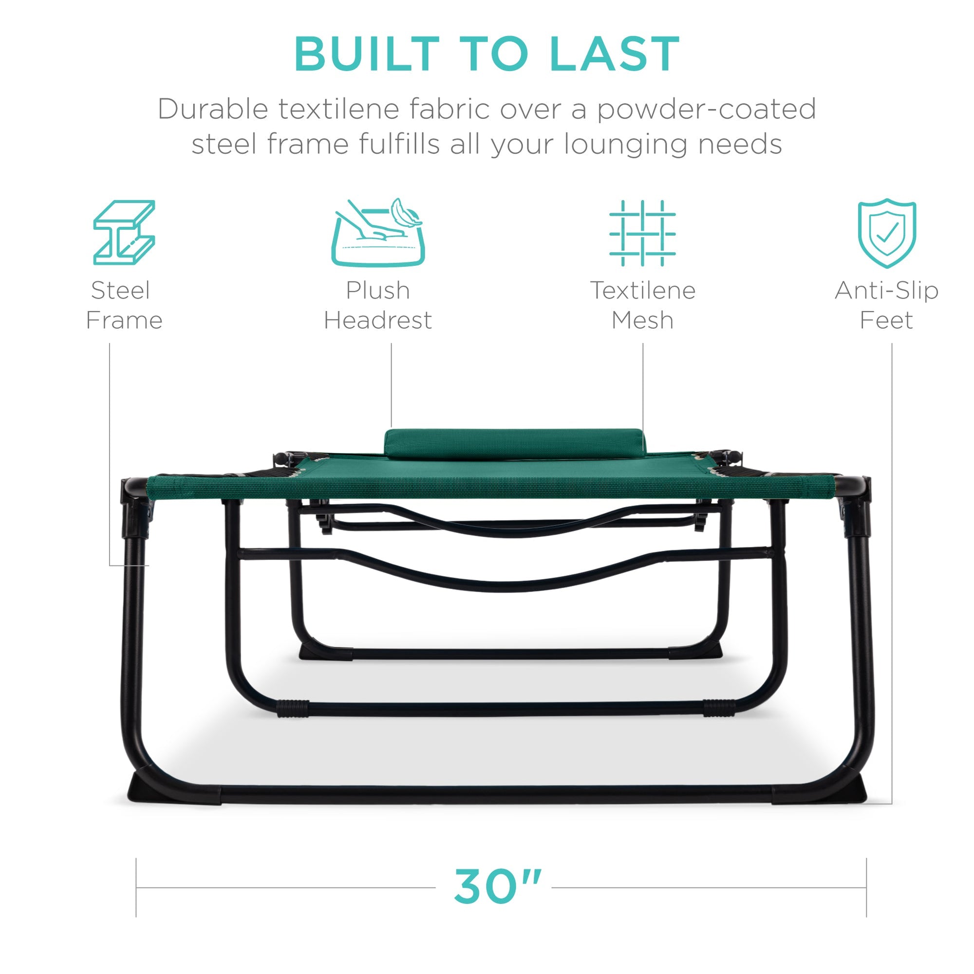 Extra Wide Patio Chaise Lounge Chair, Portable Folding Recliner