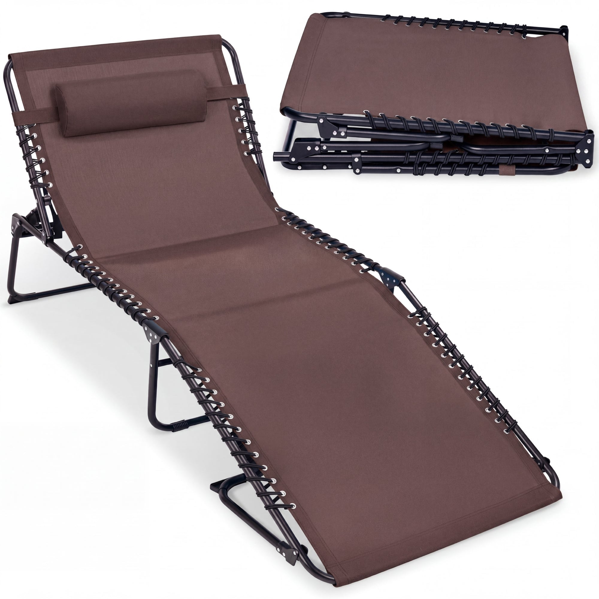 Extra Wide Patio Chaise Lounge Chair, Portable Folding Recliner