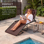 Extra Wide Patio Chaise Lounge Chair, Portable Folding Recliner