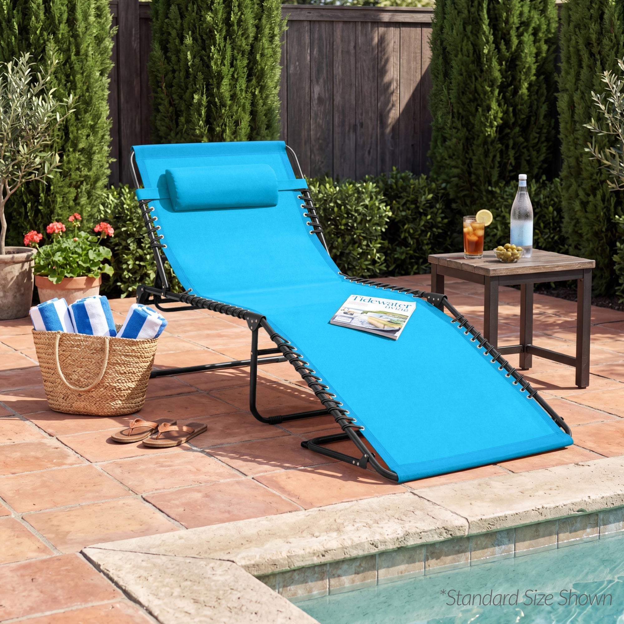 Extra Wide Patio Chaise Lounge Chair, Portable Folding Recliner