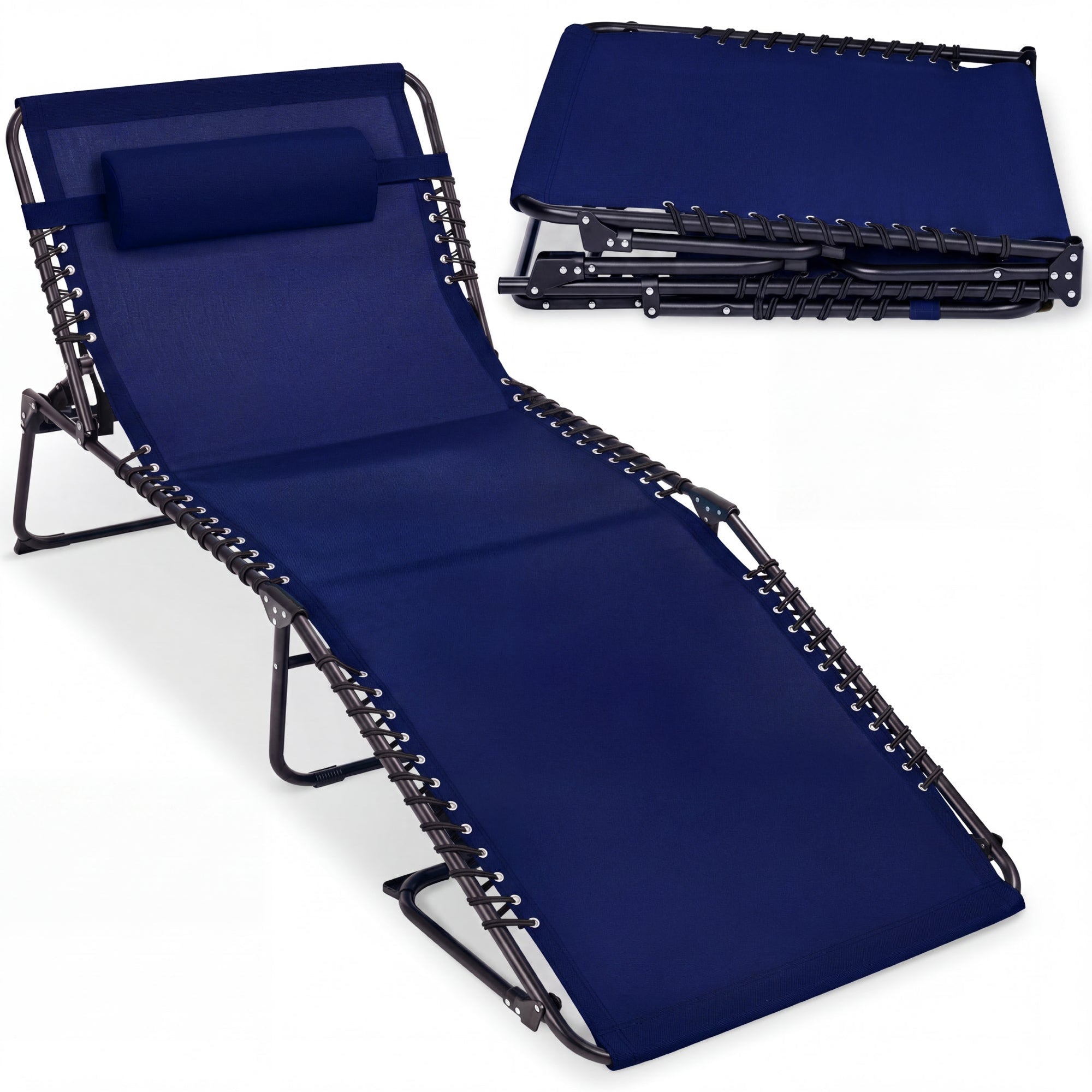 Extra Wide Patio Chaise Lounge Chair, Portable Folding Recliner