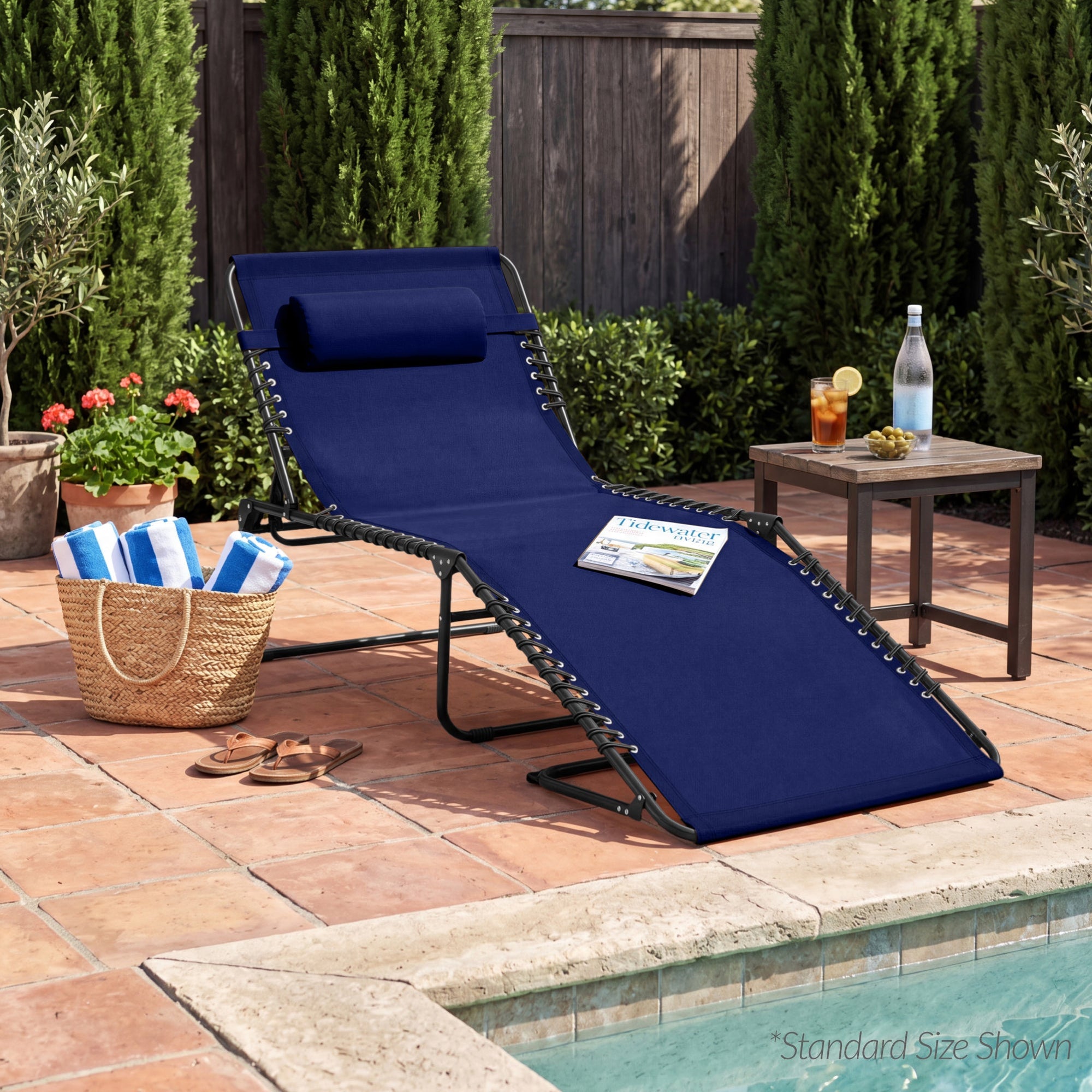 Extra Wide Patio Chaise Lounge Chair, Portable Folding Recliner