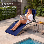 Extra Wide Patio Chaise Lounge Chair, Portable Folding Recliner