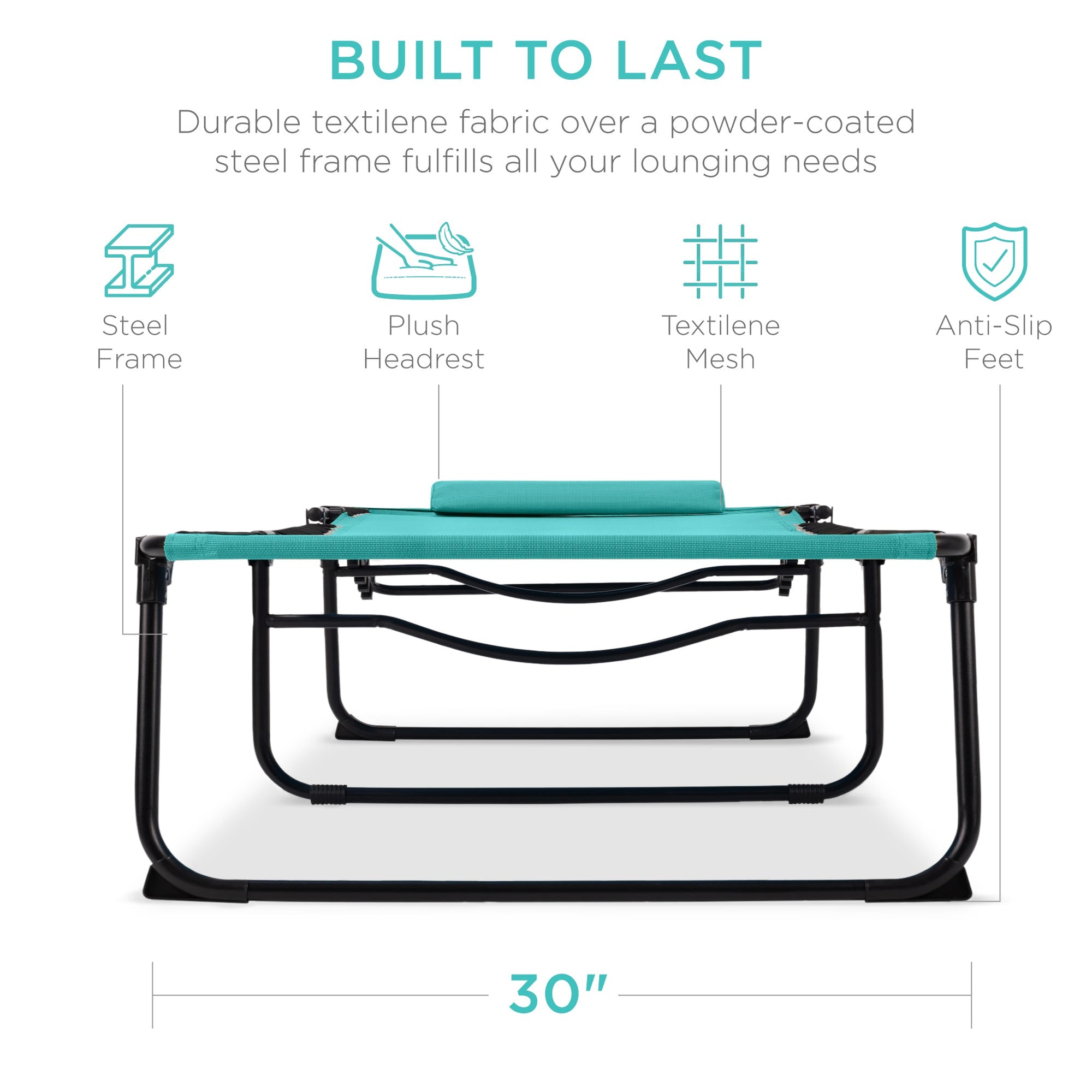 Extra Wide Patio Chaise Lounge Chair, Portable Folding Recliner