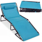 Extra Wide Patio Chaise Lounge Chair, Portable Folding Recliner