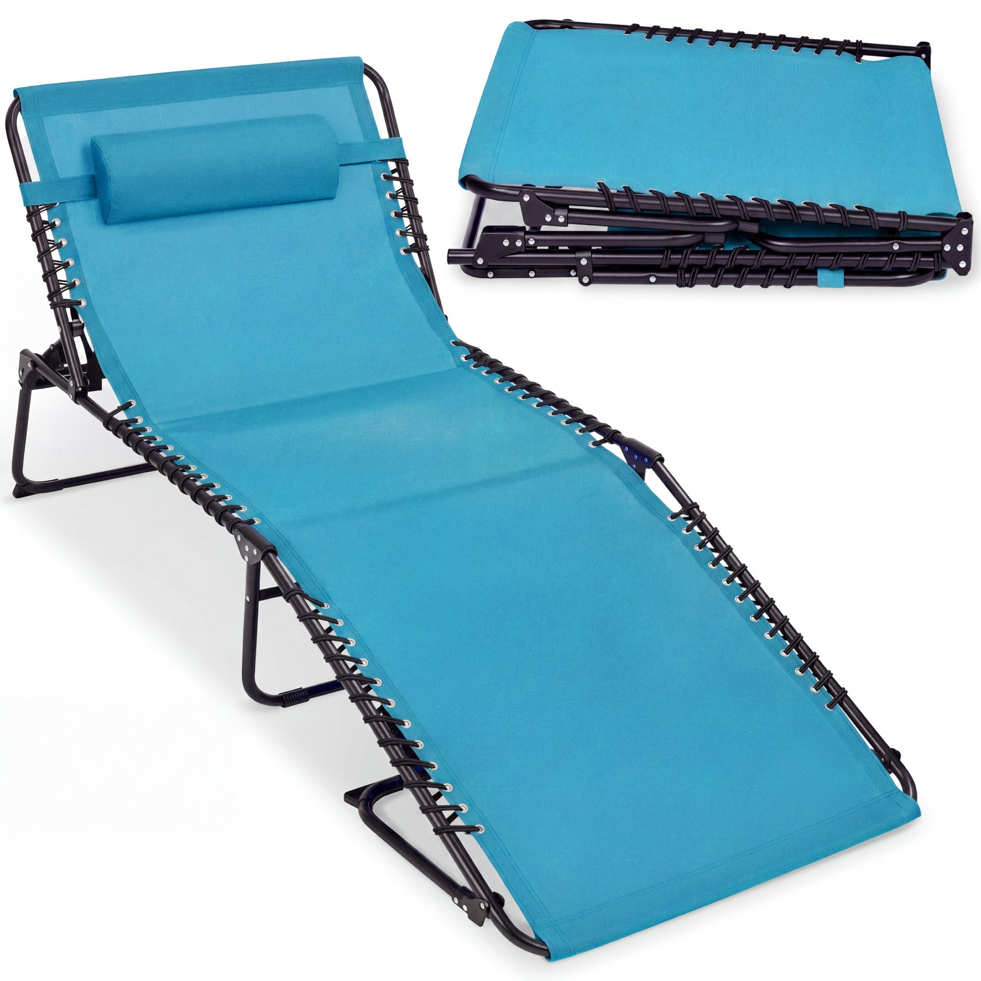 Extra Wide Patio Chaise Lounge Chair, Portable Folding Recliner