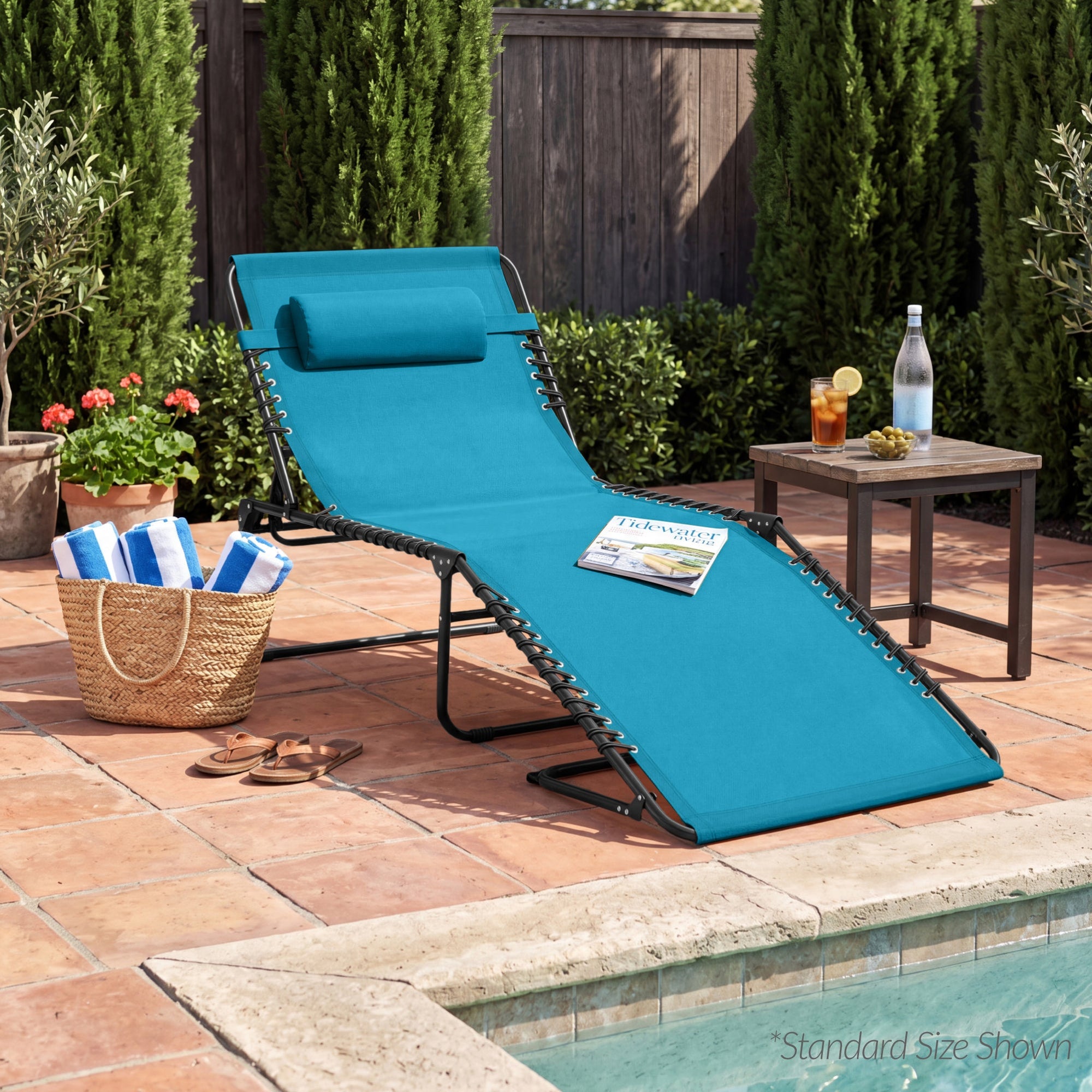 Extra Wide Patio Chaise Lounge Chair, Portable Folding Recliner