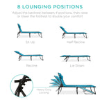 Extra Wide Patio Chaise Lounge Chair, Portable Folding Recliner