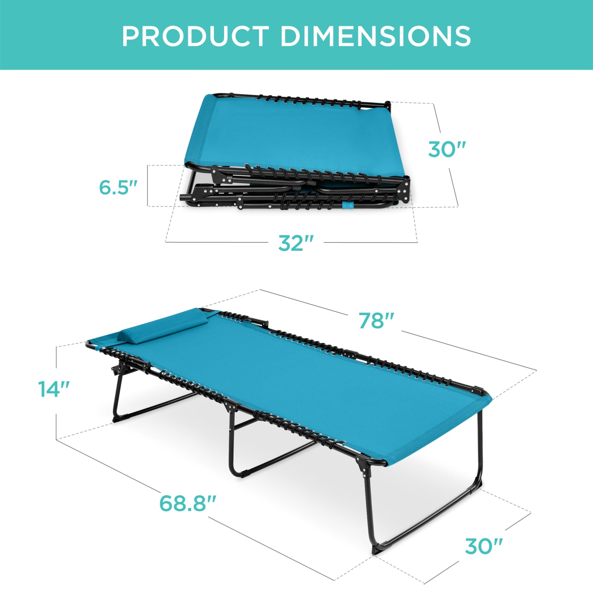 Extra Wide Patio Chaise Lounge Chair, Portable Folding Recliner