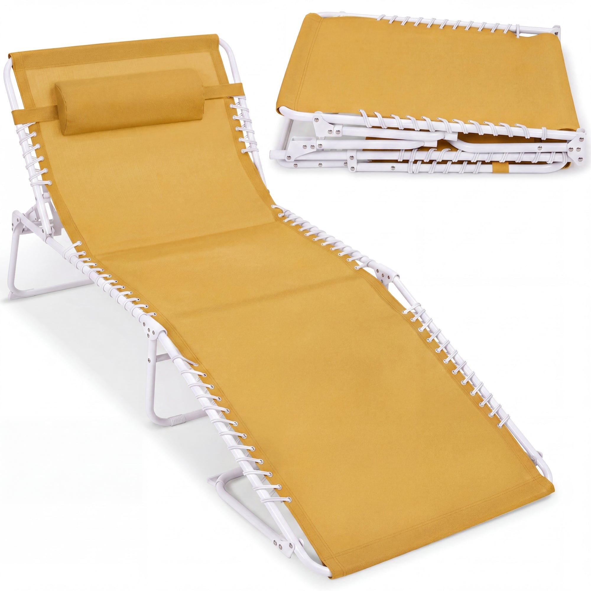 Extra Wide Patio Chaise Lounge Chair, Portable Folding Recliner