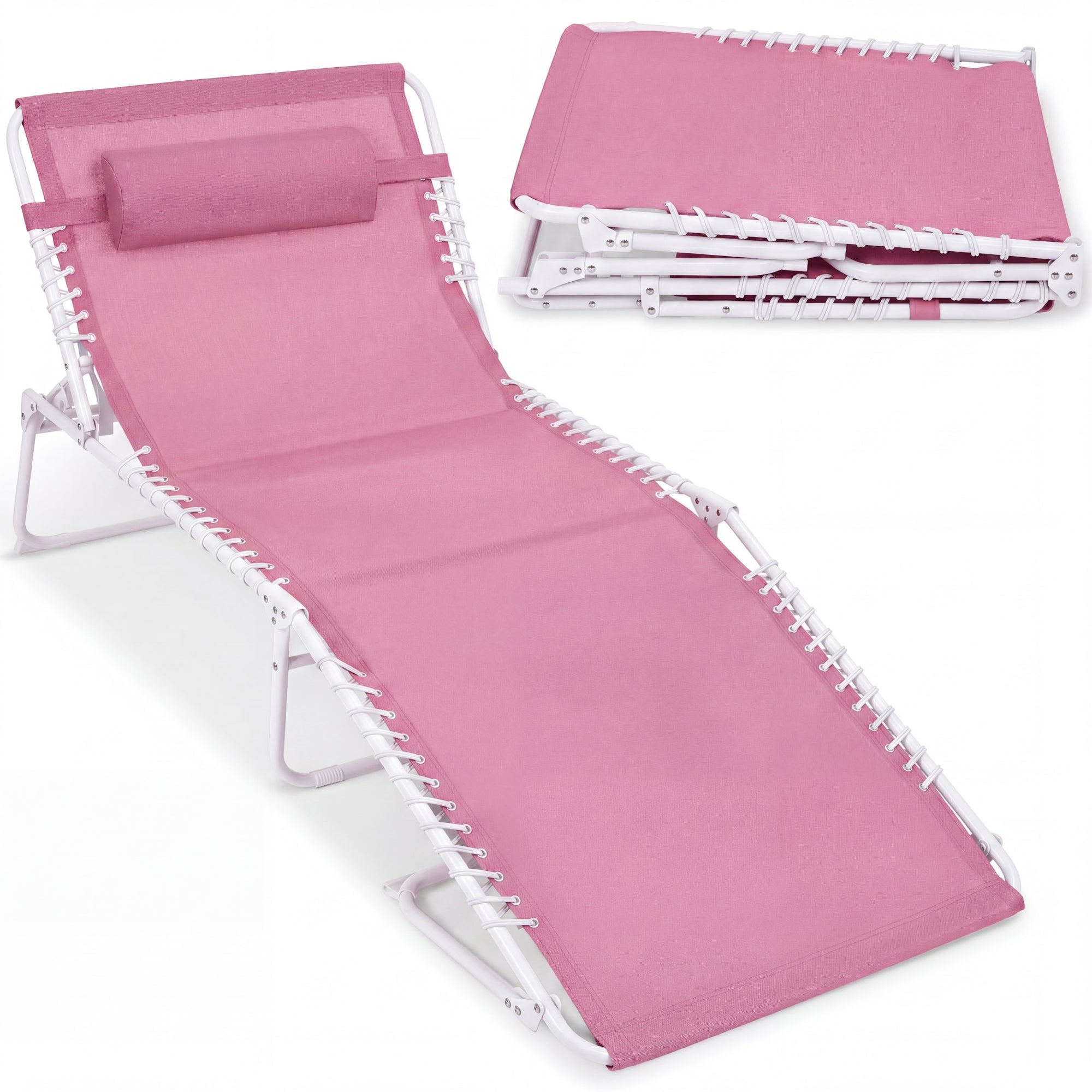 Extra Wide Patio Chaise Lounge Chair, Portable Folding Recliner
