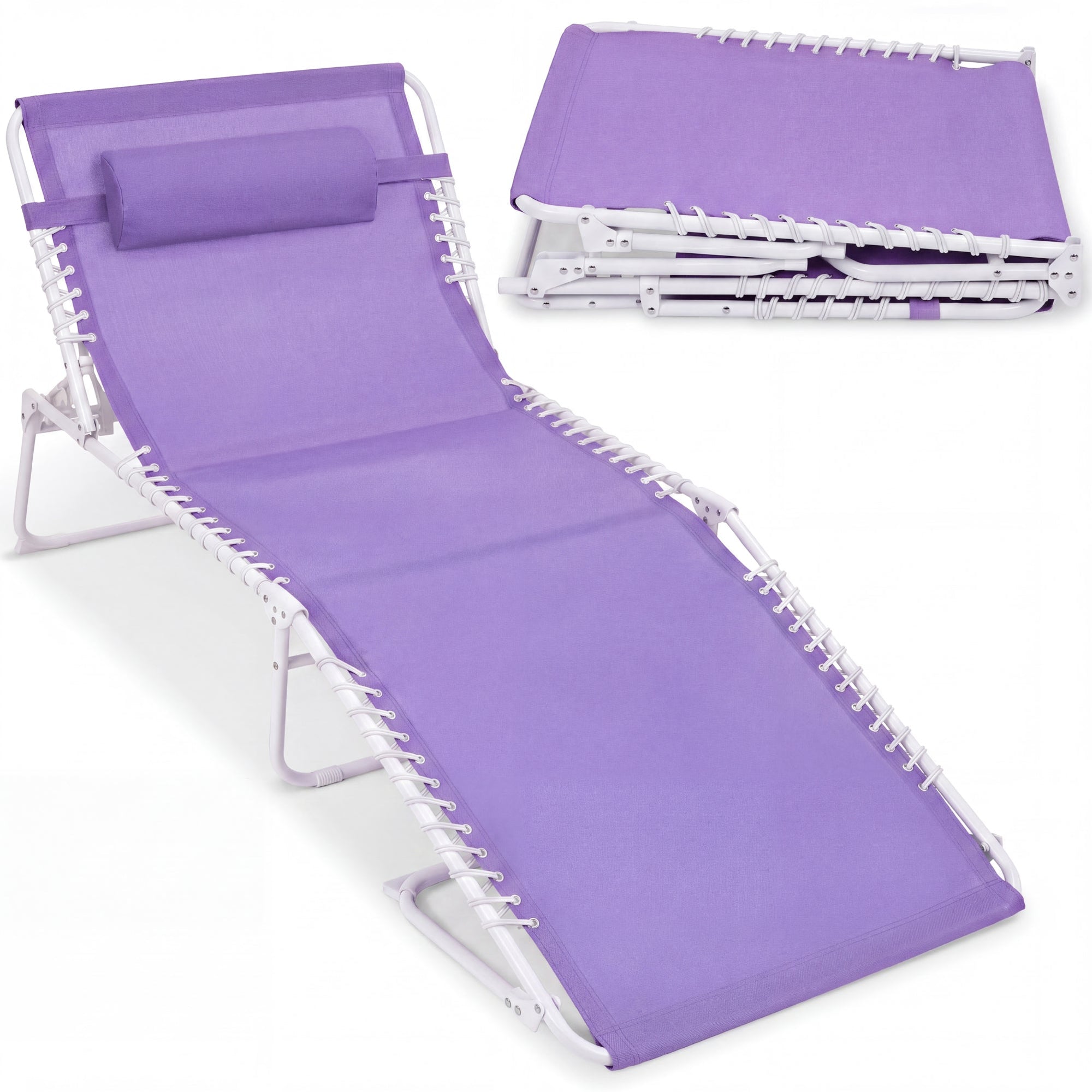 Extra Wide Patio Chaise Lounge Chair, Portable Folding Recliner