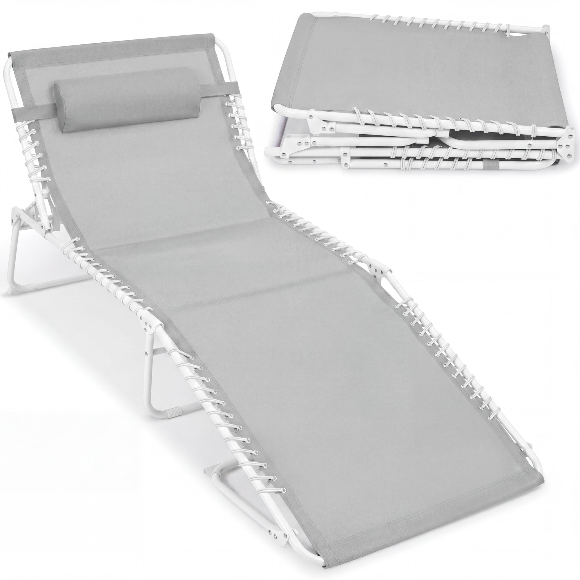 Extra Wide Patio Chaise Lounge Chair, Portable Folding Recliner