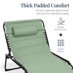 Extra Wide Padded Patio Chaise Lounge Chair, Portable Recliner 8 Positions