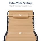 Extra Wide Padded Patio Chaise Lounge Chair, Portable Recliner 8 Positions