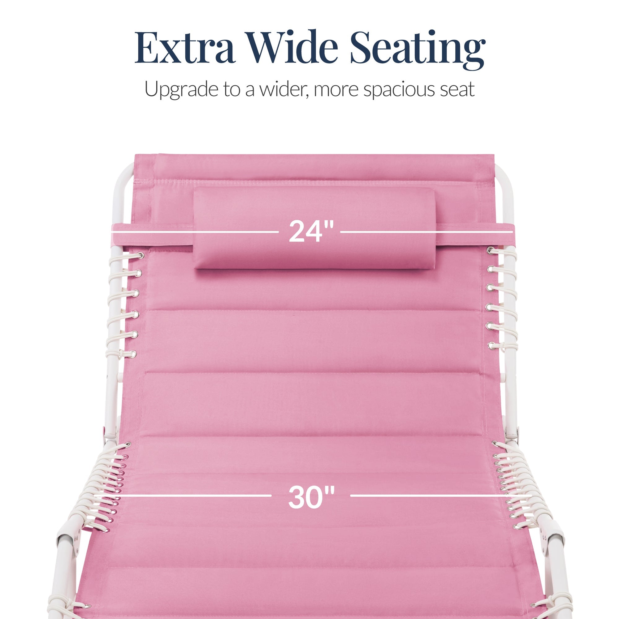 Extra Wide Padded Patio Chaise Lounge Chair, Portable Recliner 8 Positions
