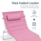 Extra Wide Padded Patio Chaise Lounge Chair, Portable Recliner 8 Positions