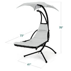 Hanging LED-Lit Curved Chaise Lounge Chair w/ Pillow, Canopy, Stand