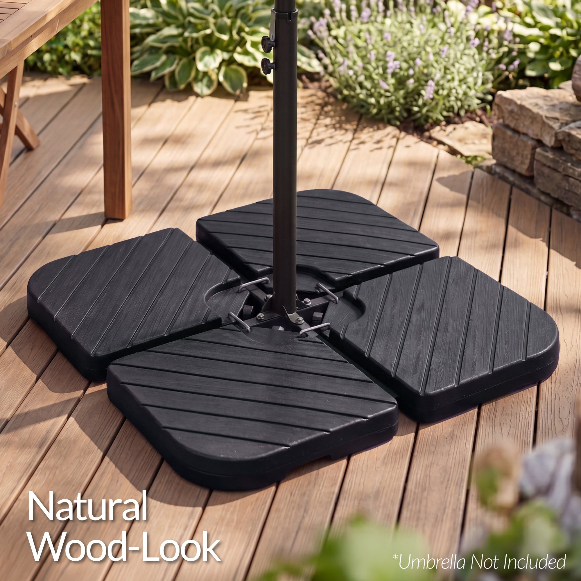 4-Piece Cantilever Umbrella Base Weight Set, Wood Grain Finish