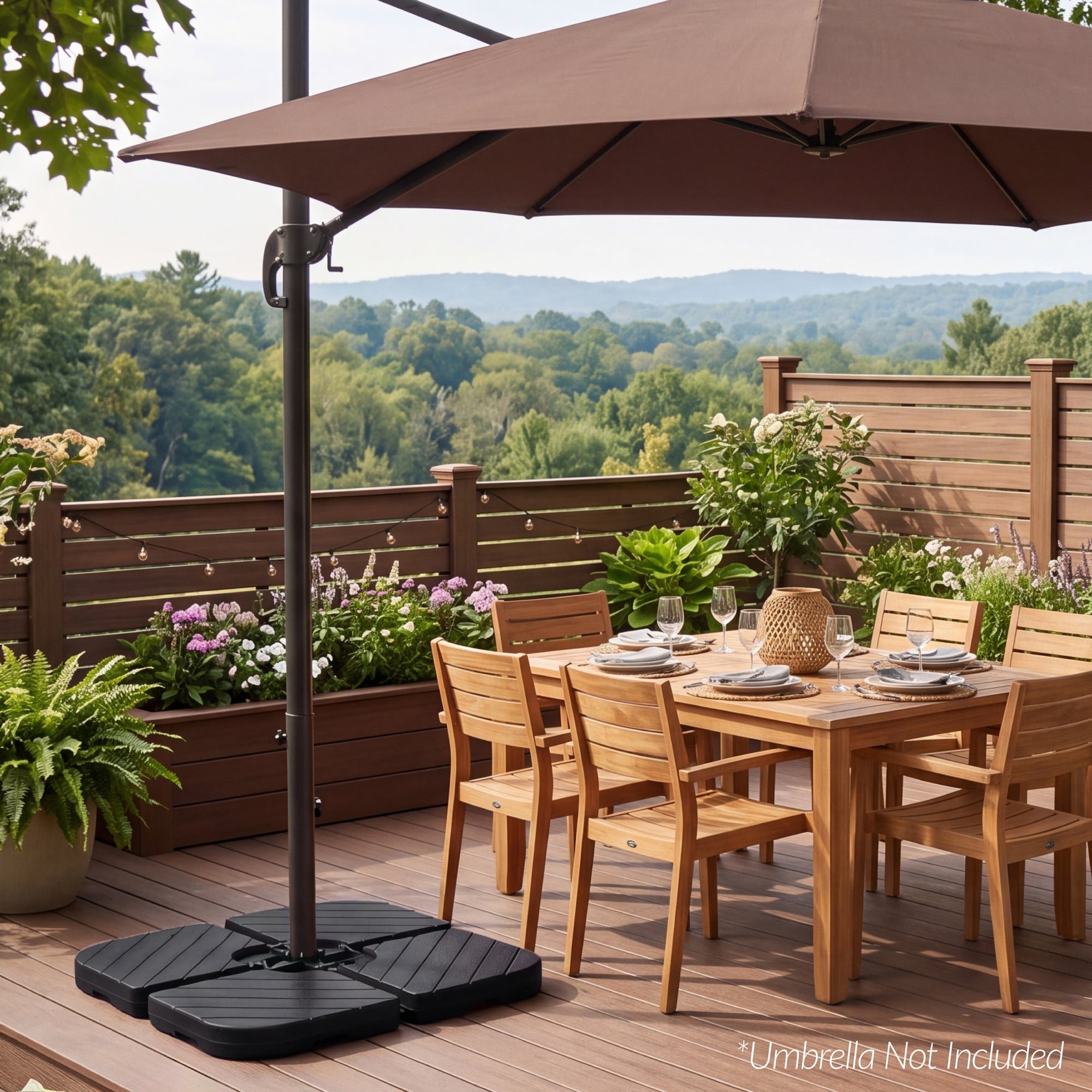 4-Piece Cantilever Umbrella Base Weight Set, Wood Grain Finish
