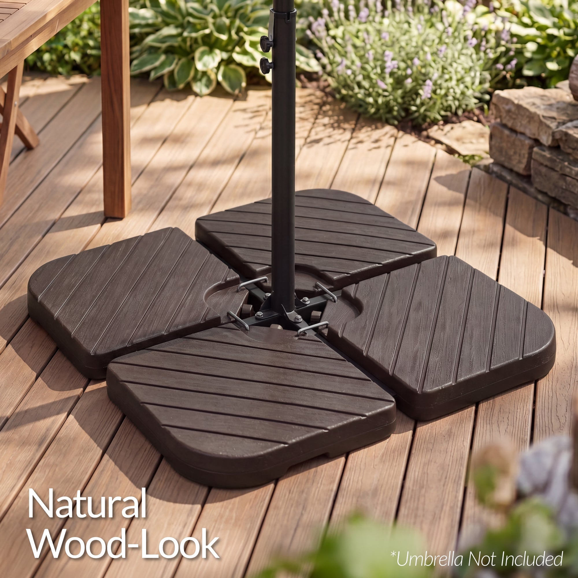 4-Piece Cantilever Umbrella Base Weight Set, Wood Grain Finish