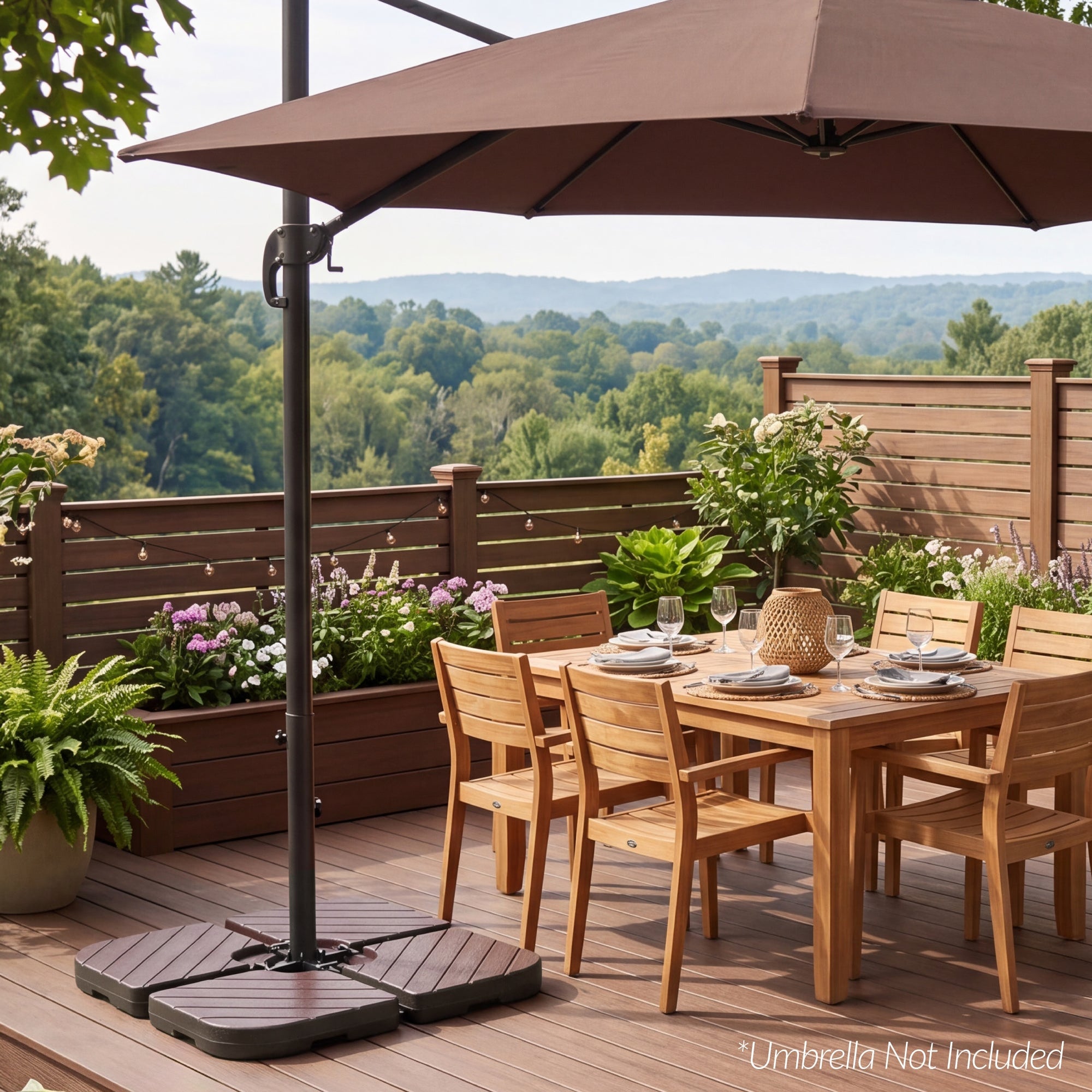 4-Piece Cantilever Umbrella Base Weight Set, Wood Grain Finish