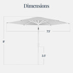 7.5ft Patio Market Umbrella with White Pole, Push Button Tilt and Crank Lift