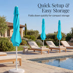 7.5ft Patio Market Umbrella with White Pole, Push Button Tilt and Crank Lift