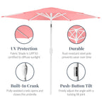 7.5ft Patio Market Umbrella with White Pole, Push Button Tilt and Crank Lift